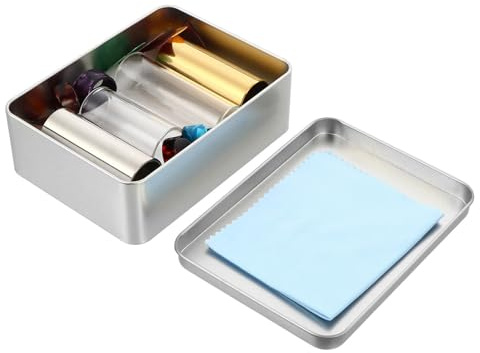 Yardwe Guitar Slide Set for Electric Guitar with Metal and Glass Slides Includes Iron Storage Box and Sturdy Musical Instrument Accessory Random Color