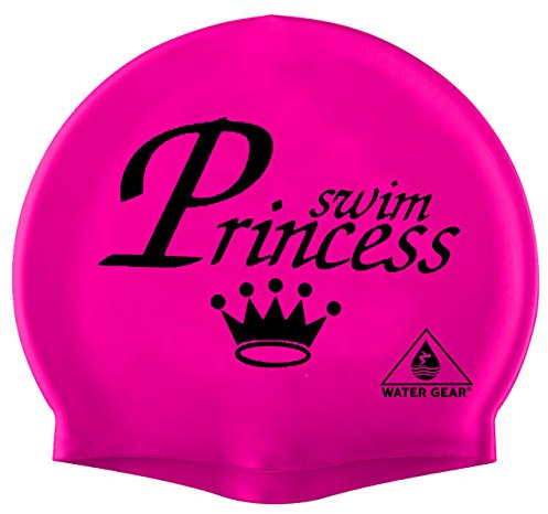 Water Gear Latex Swim Cap - Swimming Caps for Girls Long Hair - Waterproof Swimming Cap for Young Swimmers -Comfortable for Short and Long Hair - Swim Princess Pink