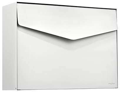 MEFA by Renz Briefkasten Letter 112 (Farbe weiß, Postkasten mit Sicherheitsschloss, Brief Design, Größe 312x430x128 mm) 112020DE