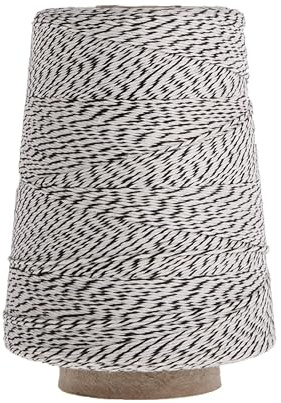 Regency Wraps Baker's Twine Cone, 2300 ft. Colorful String, Cord for Tying Pastry Boxes, Wrapping Baked Goods, Gifts and DIY Crafts, Pack of 1, Black/White