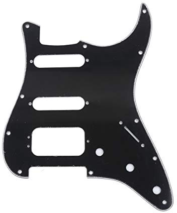 Musiclily Pro 11-Hole Round Corner HSS Guitar Strat Pickguard Humbucker for USA/Mexican Fender Stratocaster 3-screw Humbucking Mounting Open Pickup, 3Ply Black