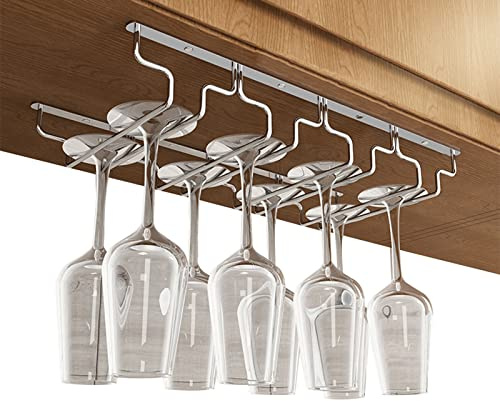 Stål Under Skåp Vinglashållare Rack, Stemwarehållare, 3/4/5/6/7/8 Radglas Förvaringshängare, Hängande Champagne Goblets Hållare, Med Skruvar (Row : 4Row, Size : Width: 22.5cm)