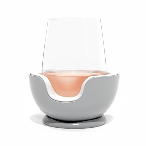 VoChill Original Stemless Wine Chiller, Refreezable Chill Cradle, USA-Made (Stone, Stemless Single)