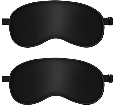 Sapphome 2 st sovmask – ultramjuk blackout resemask, ergonomisk ögonmask för sömn med justerbar rem, 2 stycken