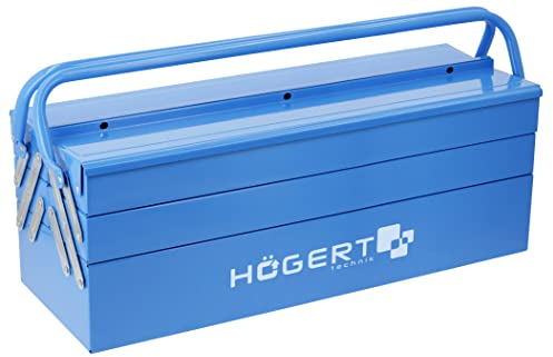 Högert Technik Cassetta degli attrezzi in metallo per attrezzi e piccole parti – Cassetta degli attrezzi – 53 cm x 20,5 cm x 20 cm – Scatola con scomparti completamente accessibili – Robusta valigetta