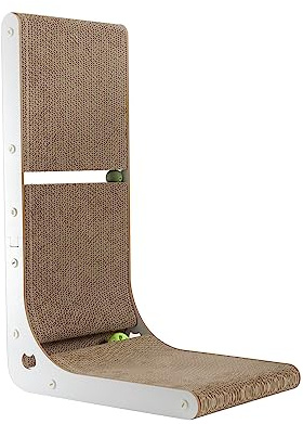 SMARTBEAN Cardboard Cat Scratcher, Vertical Cat Scratching Board, 23.6 Inch L-Shape Cat Scratch Pads with Built-in Catnip Toy Balls, Wall-Mount Cat Scratchers for Indoor Cats