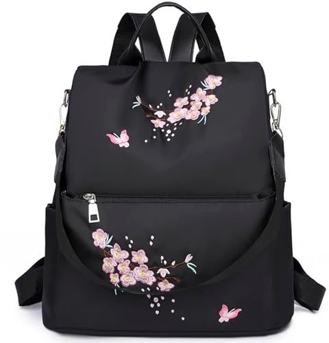 Eshow Rucksack Damen Klein, Anti-Diebstahl Kleiner Cityrucksack Tagesrucksack Elegant, 3 in 1 Rucksacktasche mit RFID Blocker Modern für Pendeln Schule Arbeit Reise Schwarz