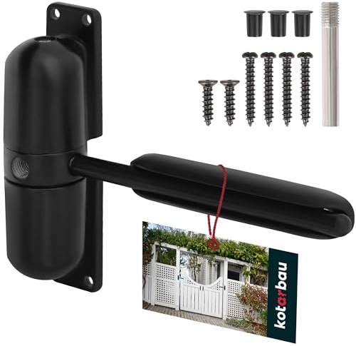 KOTARBAU® Ferme-porte automatique pour porte de jardin 120 x 30 mm - Ferme-porte extérieur en acier revêtu par pulvérisation - Noir - Ferme-porte intérieure - Porte d'entrée - Ferme-porte de chambre -