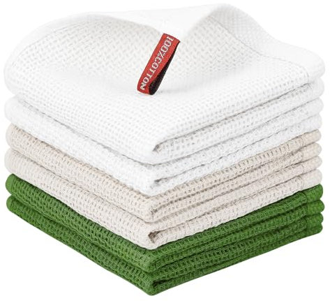 Nialnant Strofinacci da cucina in 100% cotone, strofinacci a nido d'ape per lavare i piatti, morbidi stracci assorbenti, ad asciugatura rapida, 30,5 x 30,5 cm, confezione da 6