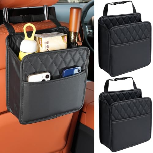 TepTupGa 2Pack Car Seat Back Hanging Bag Car Document Holder Multi-Pocket Bottle Bag Storage Waterproof Pu Leather Box Organizer Travel Tidy Pouch Pocket Kids