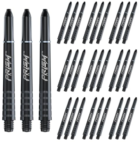 WINMAU Prism Force Dart-Schäfte aus Polycarbonat, massiv, mittelgroß, Schwarz, 10 Sets pro Packung (insgesamt 30 Dart-Schäfte)