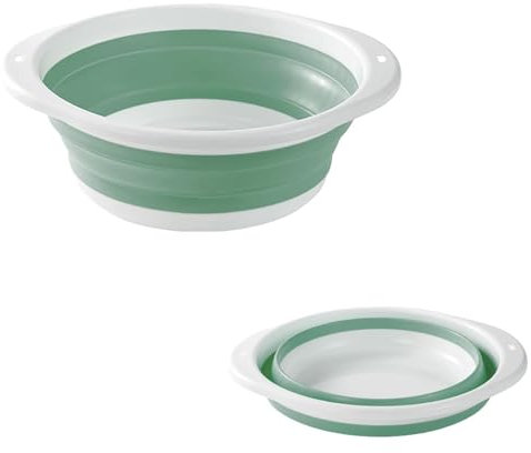Folding Hand Wash Basin Multi-Functional Collapsible Washing Up Bowl Portable WashbasinOutdoor Travel Water Storage Basin (Green, mini)