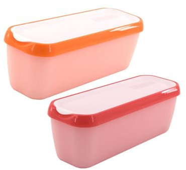 Lot de 2 bacs à glace 1,5 l avec couvercle - Réutilisables - Avec couvercle en silicone - Pour crème glacée maison