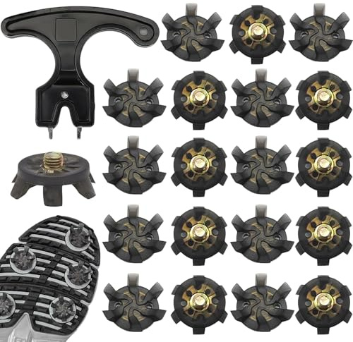 20 PCS Golf Shoe Spikes, M6 Tooth Replacement Golf Shoe Studs with Nail Remover, Universal GolfShoe Cleats with Metal Threading, Outdoor Anti-slip Cricket Shoe Cleats for More Stability & Comfort