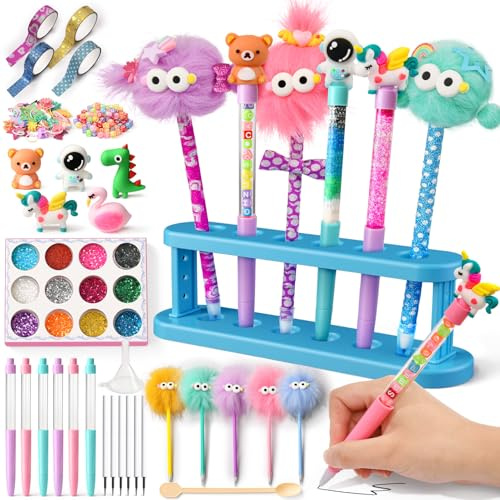 Set para Hacer tus Propios Bolígrafos con 12 Bolígrafos para Niños DIY – Kit Creativo desde los 6 Años – Perfecto para Cumpleaños, Manualidades y Regalos para Niñas y Niños de 6 a 12 Años