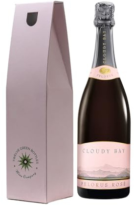 Twelve Green Bottles | Cloudy Bay Pelorus Sparkling Rosé 75cl | 12.5% ABV | Chardonnay & Pinot Noir | Marlborough, New Zealand | Branded Gift Box