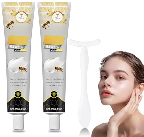 2 Piezas Crema Antiarrugas con Veneno de Abeja, Crema Hidratante Antiarrugas para Rostro y Cuello, Disminuye la Irritación y Sensibilidad de la Piel, para Todo Tipo de Piel