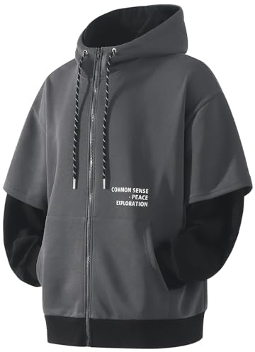 RUIZEHONG Sweat à Capuche zippé Homme Patchwork Pull Sweatshirts Léger avec Poches Pullover Veste à Capuchon