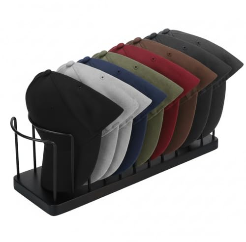 smtfcty Hat Organizer for Baseball Caps,Wood Metal Cap Holder Storage Display Hat Rack Stand for 10 Baseball Hats Multipurpose Hat Stand Holder for Desk Closet Shelf Dresser