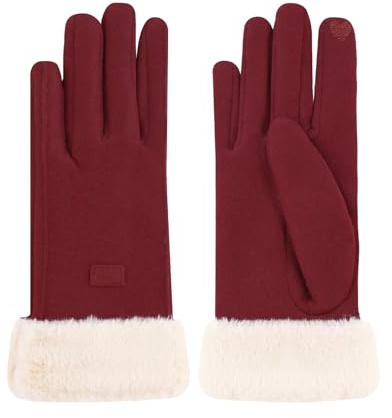 Feelorna Guanti invernali caldi da donna, guanti invernali foderati in pile, termici, touch screen, per esterni, Colore: rosso, Einheitsgröße