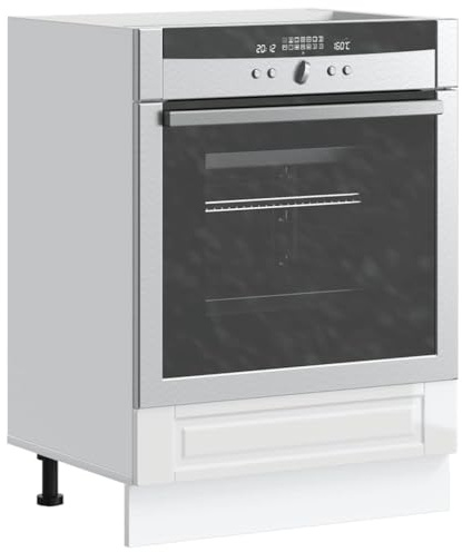 Teenpull Porto Armoire de cuisine en bois blanc brillant, 60 x 46 x 81,5 cm, armoire de rangement pour four, micro-ondes, garde-manger, buffet, buffet, buffet, buffet