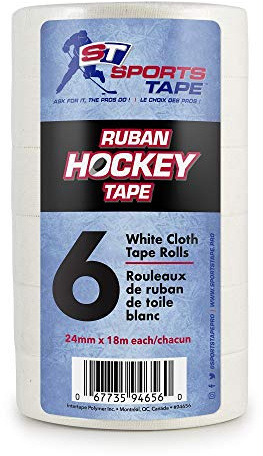 sports tape ST Pro-Grade Cloth Grip Hockey Stick Tape (6 Rolls - White) - Strong Long-Lasting Grip, Water Resistant Athletic Tape for Lacrosse, Hockey, Baseball & Multi-Sport Use