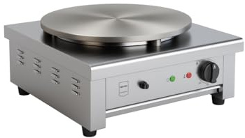 METRO Professional Crepiera Elettrica GCP1040, Acciaio Inox/Ghisa non Rivestita, 3000W, Ø Piastra: 40cm, Temperatura: 50-300°C, Piedini Antiscivolo, Argento