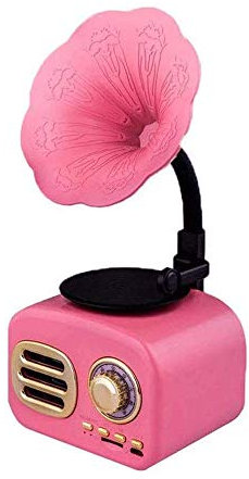 Mini Vintage Retro Classic Gramófono Forma de fonógrafo Altavoz estéreo Sistema de Sonido Caja de música Audio Diente Azul Aux-in/Unidad Flash USB con Altavoz