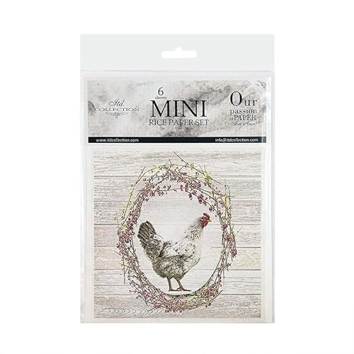 ITD Collection – mini rispapper kreativt set 14,8 x 14,8 cm (6 ark), Decoupage rispapper för scrapbooking och hantverk, flerfärgad (RSM056- HS code 48021000)
