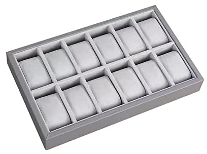 perfk Bandeja de Joyería para Reloj, Brazalete, Caja de Almacenamiento de Exhibición de Reloj, Cuero PU de Madera para Hombres Y Mujeres, Organizad, 12 Ranuras