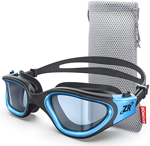 ZIONOR Swim Goggles, G1 MAX Super Anti-Fog Polarized Swimming Goggles for Men Women Adult, UV Protection Leakproof Easy Adjustable Strap for Indoor Outdoor Swimming (Polarized + Bright Smoke)