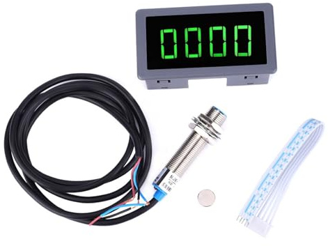 Motor LED-varvräknare, DC 8–24 V 40 mA 10–999 RPM 4 digital LED varvräknare RPM hastighetsmätare med hall närhetsbrytarsensor NPN grön för industriell