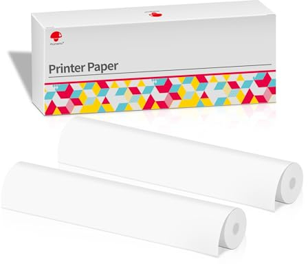 Phomemo A4 Thermodruckpapier 2 Rollen, Thermopapier A4 Kompatibel mit Phomemo M832/M834 Mobiler Drucker für Unterwegs, 210x297 mm BPA-freies Thermopapier für Reisen, Zuhause, Foto, 20 Blatt/Rolle