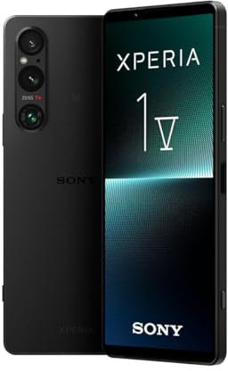 Sony Xperia 1 V Black - 6.5 Inch 21:9 Wide 4K HDR OLED - 120Hz Refresh rate -Triple lens(with Next Gen Sensor & ZEISS)- 3.5 mm audio jack - Android 13 - SIM free - Dual SIM hybrid (Renewed)