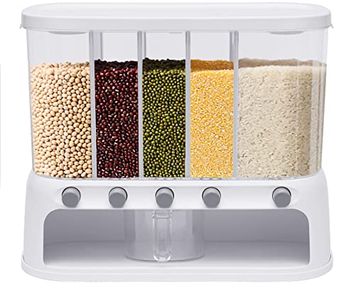 5 Gitter Trockenfutter Spender, Müslispender Cerealienspender Küche Wandmontage Trockenfutterbehälter Getreidespender Vorratsdosen Aufbewahrungsbox Lebensmittel Müslibehälter für Müsli Cornflakes