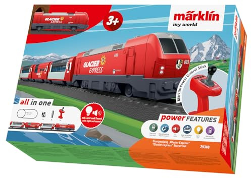 Märklin My World 29348 Glacier Express - Kit de iniciación (Funciona con batería, Cable USB y acoplamientos magnéticos, H0)