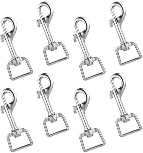 JIEYAO 8 mosquetones con articulación giratoria, 66 mm perno mosquetón para correa de perro, acero inoxidable, mosquetón giratorio para collar de perro, multifunción, mosquetón, mástil de bandera,