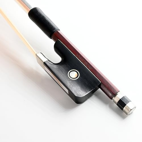 VINGOBOW Brazilwood Cello Bow 4/4 Full Size 71.5cm Ebony Frog Natural Mongolian White Horsehair Well Balanced Sweet Tone
