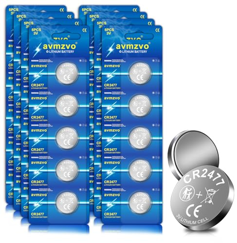 avmzvo CR2477 Batterie, 3V Lithium Knopfzelle Batterien 2477, DL2477 (40 Stück) für Fernbedienung, Licht, elektronische Kleingeräte【5 Jahre Garantie】