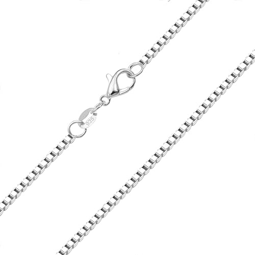 Nimbus Astelier S925 Silver 16 18 20 22'' 24 26'' 28 30 Inch 2.0mm Thick Box Chain Choker Long Necklace Gift For Women Men Delicate Jewellery (Box Chain, 22.0 inches)