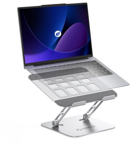 ORICO Laptop Ständer Höhenverstellbarer, Faltbarer Aluminium Notebook Ständer, Belüfteter Ergonomischer Laptopständer für Schreibtisch, Kompatibel mit MacBook Air/Pro & 10–17 Laptops- ST11, Silber