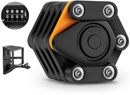 Homeponnew Antivol pliable pour vélo de montagne et de route, alliage d'acier épais de 5 mm avec revêtement ABS, serrure à combinaison sans clé (0000 par défaut)