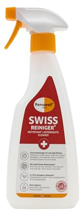 Renuwell Swiss Reiniger, 500 ml – kraftvolle schonende Reinigung ohne Alkohol, entfernt Fett, Schmutz & Ablagerungen, für Holz, Kunststoff, Metall & Stein, Schweizer Qualität