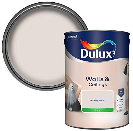 Dulux Silk Emulsion Paint For Walls And Ceilings - Nutmeg White 5L