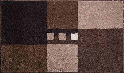 Linea Due Badteppich 100% Polyacryl, ultra soft, rutschfest, MERKUR, Badematte 60x100 cm, braun