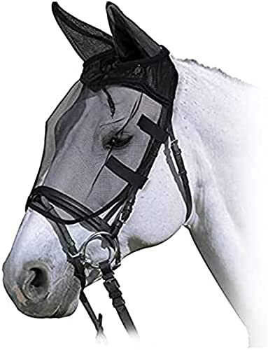 Riding Fly Mask Horses, Maschera Antimosche Leggera e Traspirante, Maglie Fini con Orecchie in Tessuto Forato per Protezione da Mosche e Moscerini, Concepita per la Protezione Ottimale del Cavallo