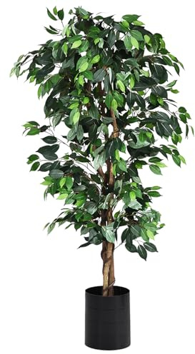 COSTWAY Pianta Finta da Interno da 180 cm, Albero Ficus Artificiale Elegante in Vaso, Pianta Artificiale per Salotto, Camera da Letto e Balcone