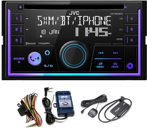 JVC KW-R950BTS 2-DIN CD Receiver BT/USB/Sirius XM/Amazon Alexa/13-Band EQ/Variable-Color Illumination with SXV300v1 Satellite Radio Tuner and Steering Wheel Interface