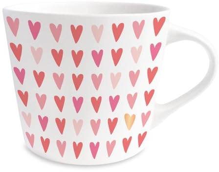 Grafik-Werkstatt Kaffee-Tasse mit 100% Echtgold | Porzellan Tasse | 420 ml | Herzen, Weiß-schwarz