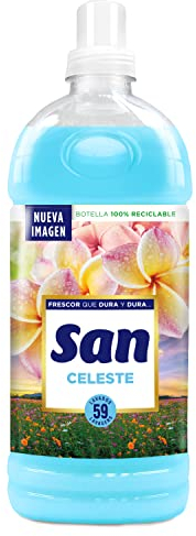 SAN | Suavizante Ropa Lavadora Líquido Concentrado | Fragancia Duradera Celeste | 59 Lavados